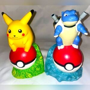 Vintage Pikachu & Blastoise Pokemon Bookend Banks LE 1998 Applause Pokémon